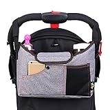 DYSONGO ベビーカー用バッグ ドリンクボトルホルダー - 多機能 ベビーカーバッグ 大容量のベビーおむつ袋 多数のベビーカーに取り付けられる (グレー)