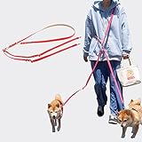 ２頭引きショルダーリード 絡まない 犬 リード ２頭引きリード 多頭引きリード 二頭引きリード 中型犬 小型犬 肩掛けリード 多頭飼い 犬用リード かわいい おしゃれ 丈夫 ショルダー 柴犬 日本製 犬の首輪屋てるべる (キャロットオレンジ)