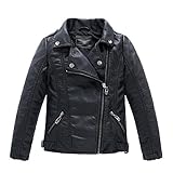 ユニセックス男の子女の子Faux Leather Moto JacketカジュアルPUコート カラー: ブラック