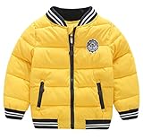 (トヨベイ)Toyobuy 厚手 子供 中綿 コート アウター キッズ ブルゾン 女の子 ジャケット 男の子 カジュアル イエロー 130