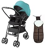 Aprica ラクーナエアー カプリブリーズ BL + フットマフ BR + 今なら雨の日にかわるマルチレインカバープレゼント！