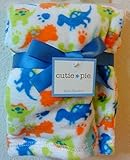 Cutie Pie White Baby Blanket Dino Dinosaur by Cutie Pie Baby