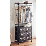 【Disney】ディズニー　ケース付きハンガーラック　ミッキーマウス　ダークブラウン　２列