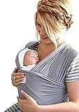 Best Baby Wrap Sling-Style Baby Carrier, By MoM-me, Gray, Super Practical, Breathable Cotton and Spa