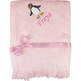 Personalizedベビー名スーパーソフトフリース毛布可愛いペンギン 100x75cm ピンク