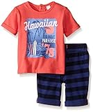 Petit Lem Baby Boys' 2 Piece Set Sleeve Top and Short Coral 3 Months [並行輸入品]