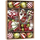 REENEW 北欧風 クリスマスボール オーナメント デラックス ボール50個セット クリスマスツリー 飾り おしゃれ ゴージャス (赤緑白)