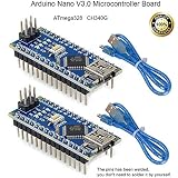 2pcs Nano V3.0、ATmega328P Microコントローラボード、NanoボードCH340Gチップ5V 16MHz 2pcs 245mm USBケーブル、Arduino Nano V3