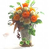お見舞いの花 プリザーブドフラワー 元気オレンジ黄色バラ アレンジ