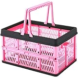 取っ手付き 折りたたみ コンテナ バスケット M 約39×26×21cm 耐荷重6kg SRH-2