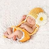 Weitengs Cute Cartoon Sunflower Style Infant Newborn Baby Girl Boy Crochet Beanie Hat Clothes Baby P