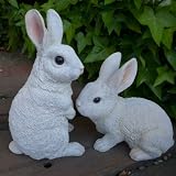 うさぎの置物 なかよしうさぎの２点セットLL ホワイト 動物 ６０１７・１８HT オーナメント ガーデン オブジェ ガーデニング インテリア 雑貨 デ