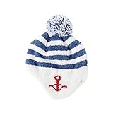 (チャックル) chuckle *ボンシュシュ*ボンボン付きマリン柄マシュマロニット帽子【日本製】 ブルー 42-44cm P9288-44-31