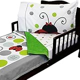3pc RoomCraft Lucky Ladybugs Toddler Bedding Set Polka Dot Bugs Blanket Sheet and Pillowcase Set by 