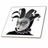 3drose BoehmグラフィックスHoliday canivale and Mardi Gras – ブラックandシルバーマスクSide View – タイル 12-Inch-Ceramic ブ