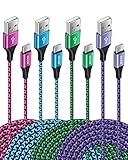 [4本パック/6フィート] USB Type C - USB Aケーブル 3A 高速充電 長いAndroid USBC電話充電器 編組コード Samsung Galaxy S23 Ultra S22 S21 S20 A13 A53 iPhone 15 Pro Max Moto Android Type-Cケーブル用