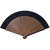 扇子 60間 高級絹貼 親塗 唐木中彫 大短地 黒 FU-5869