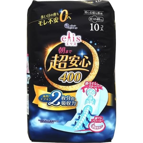 Amazon | エリス 朝まで超安心 360 羽つき 36cm (特に多い日の夜用) 12