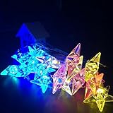LEDイルミネーションライト 電池式 ストレートイルミネーション 立体 室内の飾り 屋外 クリスマスイルミネーション　クリアコード 星型 20球