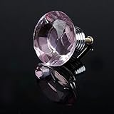 Tecrio 40mm Pink Crystal Glass Diamond Shape Cabinet Knob Drawer Cupboard Pull Handle 10pcs-Pack [並行