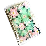 【セット販売】A6 6穴 システム手帳 リングノート PVC製 クリア バインダー フローラル...