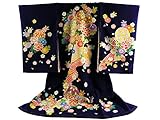 花ひめ 女児 お宮参り 着物 正絹 長襦袢 セット 産着 祝着 手描き友禅 金駒刺繍入り un-12 濃紫