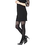 [フォラーレ] サイドリボンガーター フェイク ニーハイ柄タイツ ストッキング ブラック M-L