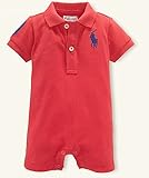 Ralph Lauren(ラルフ ローレン) ビッグ ポニー ショート ワンピース カバーオール(赤色)【月齢：9ヶ月】（並行輸入品） [並行輸入品]
