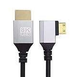 xiwai 超薄型 HDTV ケーブル 90 度左向き角度付き ミニ HDMI 2.1 タイプ A から タイプ C 8K 4K ハイパースーパーフレキシブル スリムコード カメラ HDTV 用 0.5m/1.5 フィート