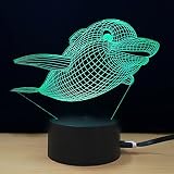 テーブルランプ3D創造性光るイルカLEDナイトライトベッドルームベッドサイドランプホリデーギフト,Green