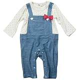 《秋冬春対応》SHORH KID'S(ショーキッズ) 女児T/Cスムース&スラブデニム天竺サロペット風ロンパス 70cm/サックス NO.SD-51173