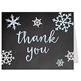 Winter Thank You Cards Baby Shower Birthday Boys Blue Gray Set of 50 Folding Notes Little Snowflake 