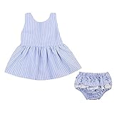 (ラランドリー) laraandlory ベビー服 女の子 2点セット ボーダーワンピース＆トレーニングパンツ (80/6-18ヶ月, ブルー)