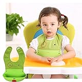 ビッグワイドポケット付き快適な柔らかいシリコーンの赤ちゃん幼児のビブアップ防水無料-BPAロールは、食べ物をキャッチ
