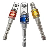 3個 1/4＂ 3/8＂ 1/2＂六角柄ドリルナット駆動装置 動力ドリル 無線衝撃カバー装置アダプタ，ソケットレンチ装置ラチェット延長器，パワーハンド用ツール，ドリルビットセット，衝撃駆動ドリル装置