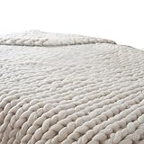 80 x 100 cm Hand Chunkyニットブランケット、tuscom太い糸メリノウールかさばるニットThrow (ブルー) 80x100cm CYT72370741