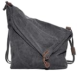 Coofit? Retro Large Canvas Hobo Shoulder Weekend Travel Handbag Daypack Grey [並行輸入品]