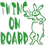 TREZ TWINS ON BOARD 鳥獣戯画 ウサギ うさぎ 兎 兔 ステッカー 鳥獣人物戯画 ステッカー ツインズ 双子 【BABY IN CAR】 (ライトグリーン)