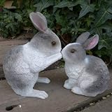 うさぎの置物 なかよしうさぎの２点セット グレー 動物 ３７２４・２５－００ オーナメント ガーデン オブジェ ガーデニング インテリア 雑貨 ディス