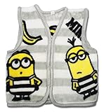 スリーパー 冬 ミニオンズ パジャマ ベスト 子供 キッズ ミニオン (100-120, グレー×ボーダー)