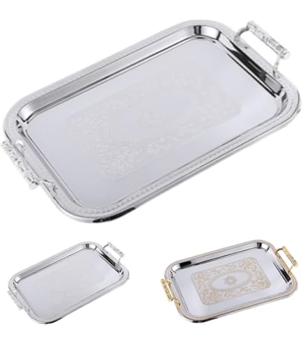 Amazon｜ヨーロッパのレトロな銀のトレイ、装飾的なトレイ、卓上用