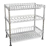 国華園 水切りラック3段 １個 パイプ径14mm ラック 幅45×奥行25×高さ44cm 3kg クロムメッキ加工