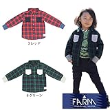 【SiShuNon/FARM】袖リブチェックシャツ ファーム 袖リブ チェック シャツ 110 8 グリーン