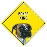 BOXER XING ラミネートサイン：ボクサー 横断 注意 Made in U.S.A [並行輸入品]