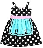 Plus Nao(プラスナオ) ワンピース ベビー キッズ ノースリーブ ドット 切り替え エプロン イエロー ブラック ライトブルー 80cm 90cm 100cm ブラック【ドット】 110cm