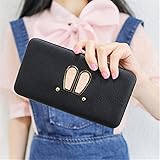 韓国のかわいいウサギの耳大容量の女性の財布 (黒)