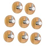 hblife 8個Heavy Duty竹&ステンレススチール装飾スティック壁フックClothes Hangers forホームキッチンコート帽子キーバッグ