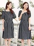 Angeliebe エンジェリーベ マタニティ ワンピース 授乳口付き ストライプ プリント 3WAY ワンピ 妊婦服 産前 産後 半袖 M ネイビー 21948 21948260