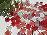 モザイクタイル 10mm角 ガラスタイル バラ 約100g 袋入り (クリアレッド4色ミックス)