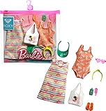 Mattel - Barbie Storytelling Fashion Inspired by Roxy Pack, Striped Dress, Roxy Swimsuit & Beach-Themed Accessories